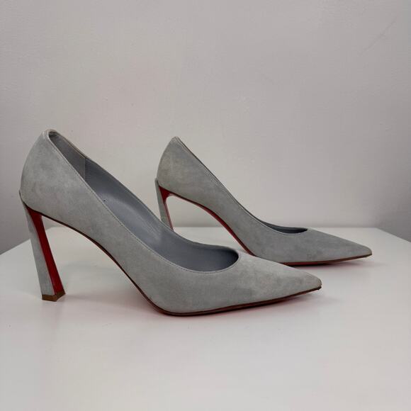 CHRISTIAN LOUBOUTIN Condora Pumps Light Blue Suede Pointed Toe Stiletto Heel 38 - Picture 4 of 12